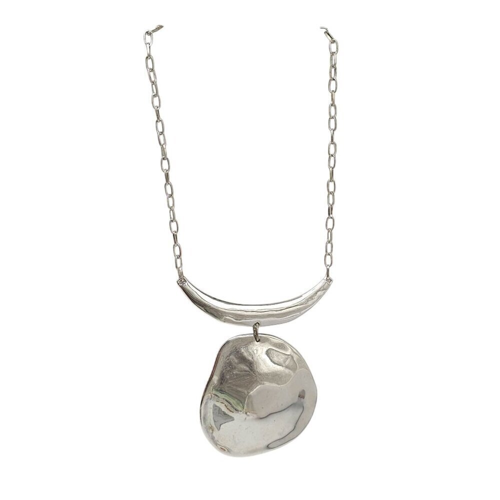 Chico's Silver Tone Pendant Abstract Necklace With Chain